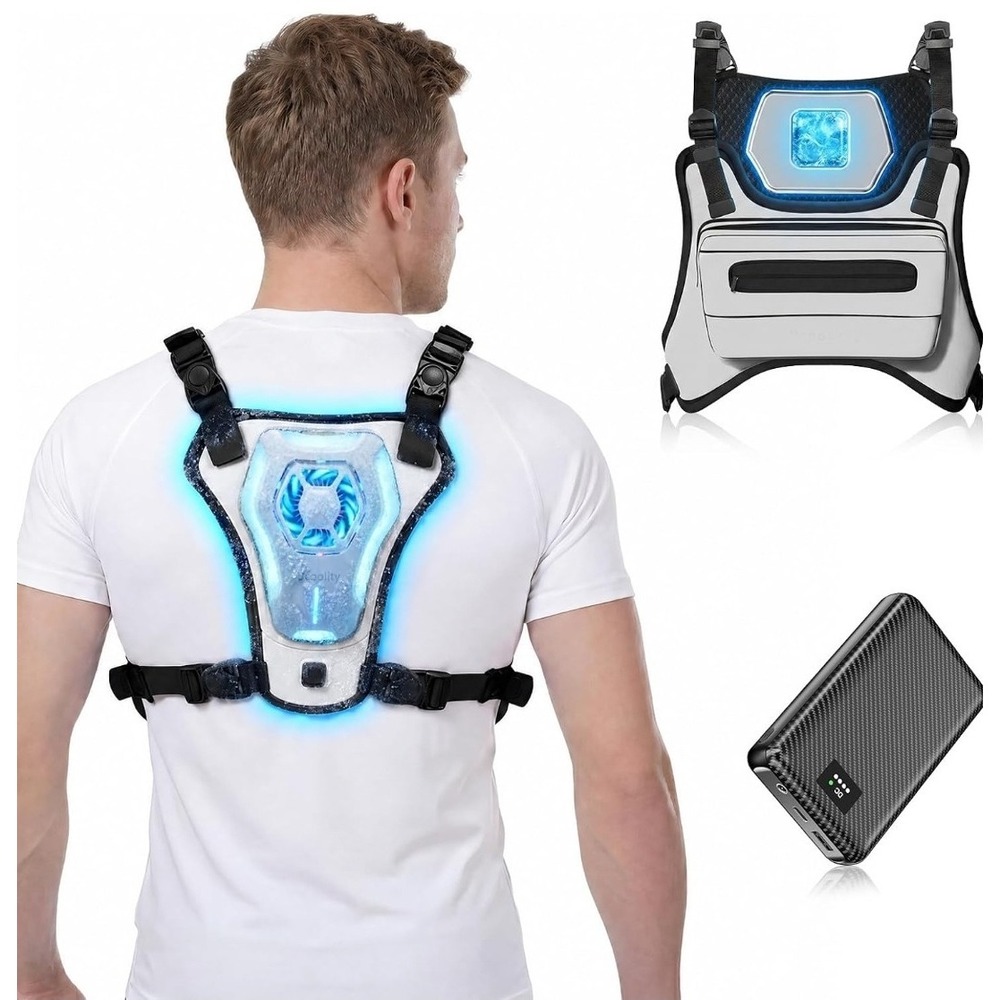 Portable Cooling Vest with 30000Mah Battery, Wearable Cooler with Chest Pack, Li